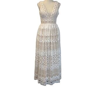 Angela and Alison Lace V Neck Ball Gown Prom Wedding Style #771004 - Size 4